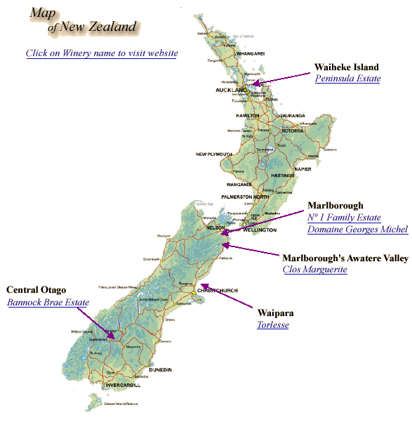 New Zealand wine map